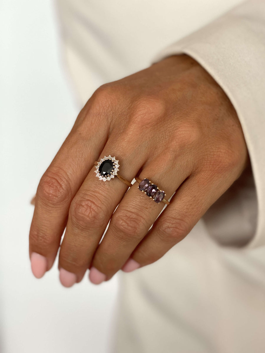 Vintage Sapphire & Diamond Halo Ring