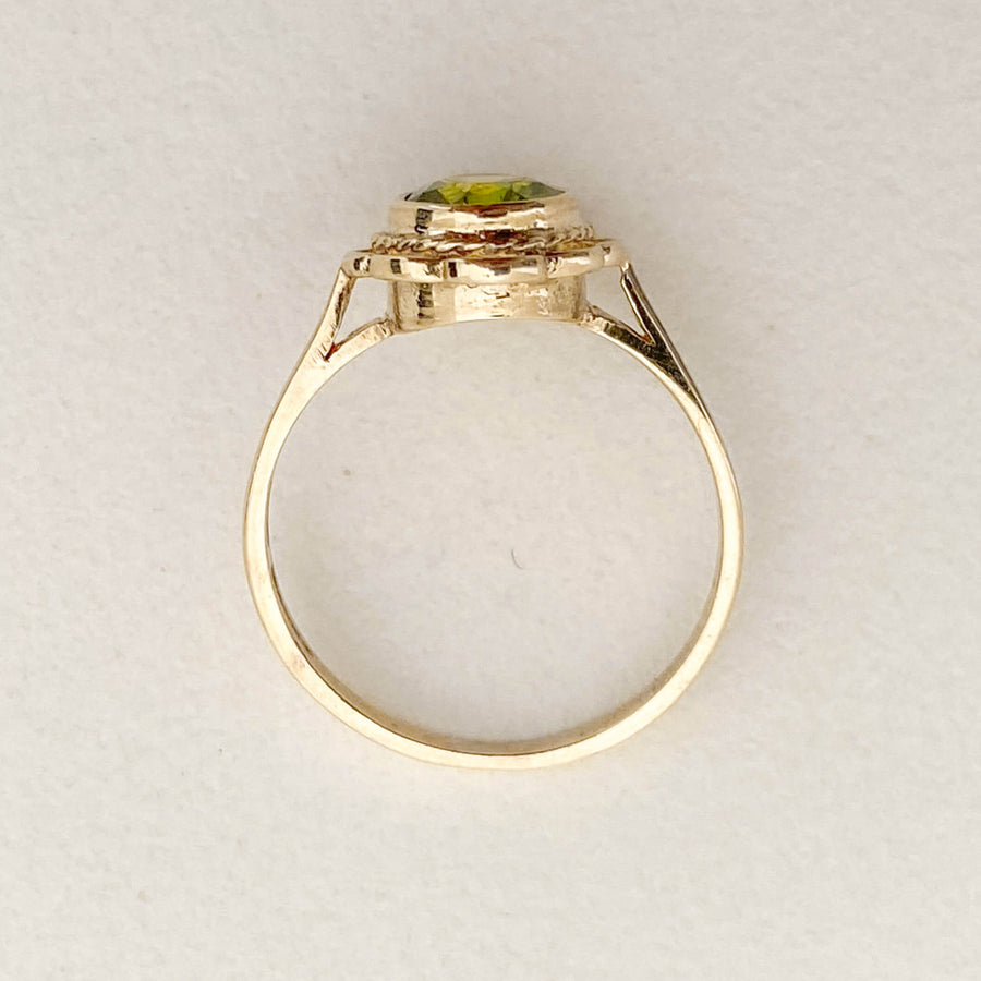 Vintage Peridot Halo Flower Ring