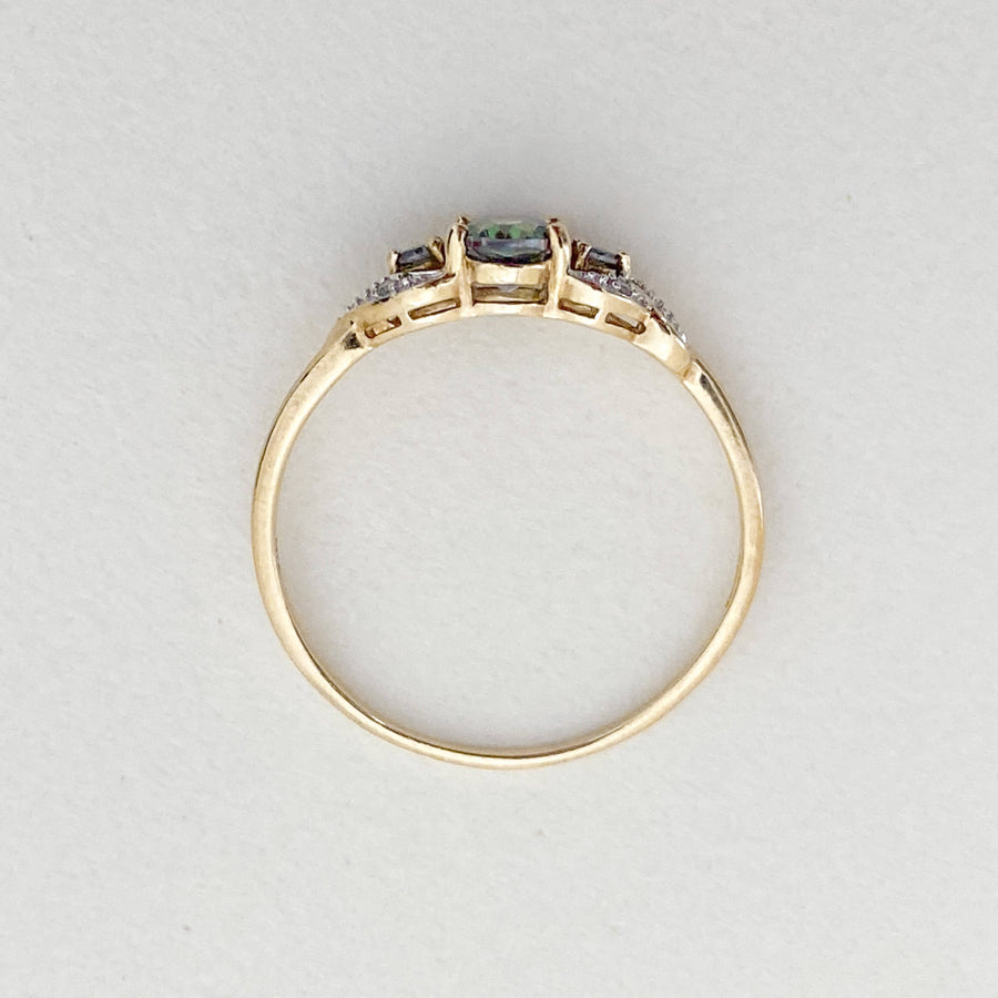 Vintage Mystic Topaz & Diamond Swirl Ring