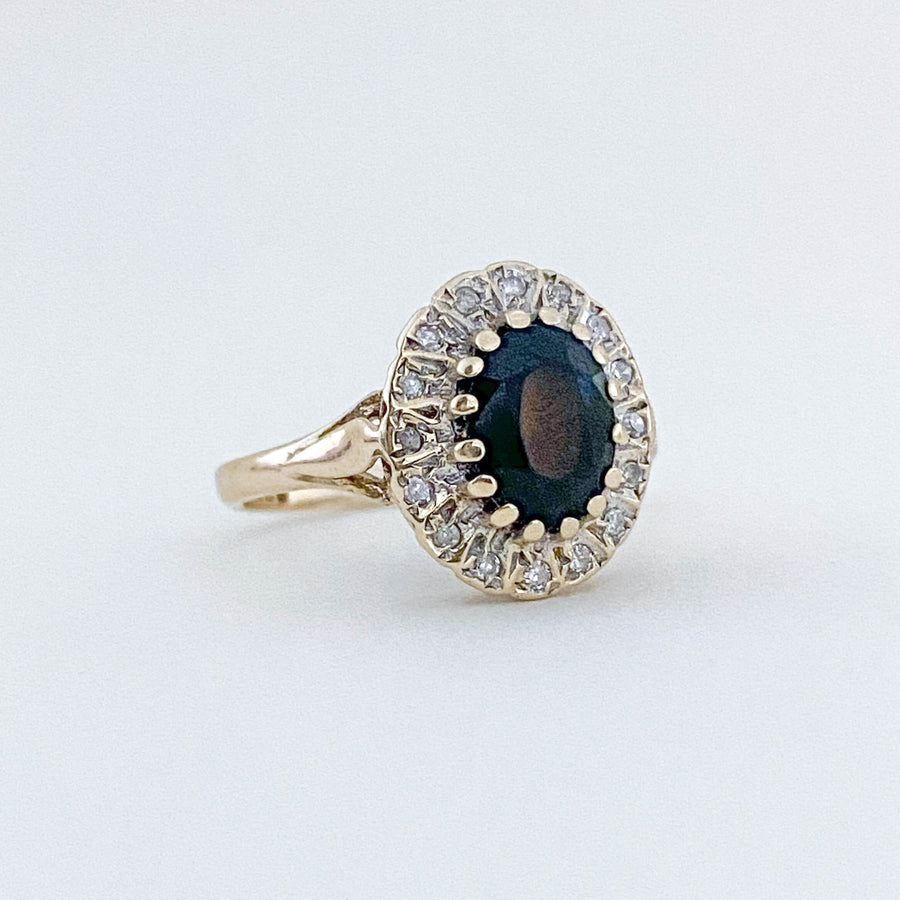 Vintage Sapphire & Diamond Grande Halo Ring