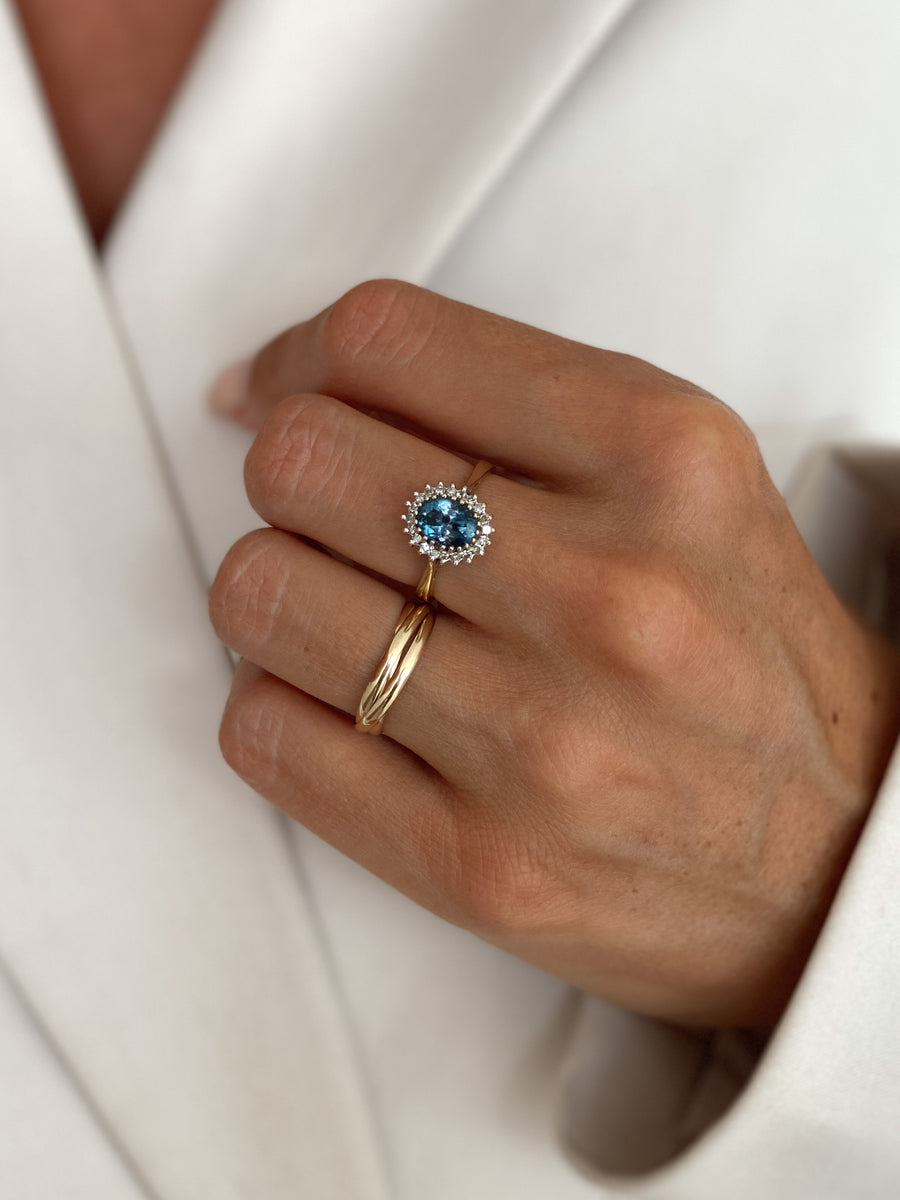 Vintage Topaz & Diamond Halo Ring