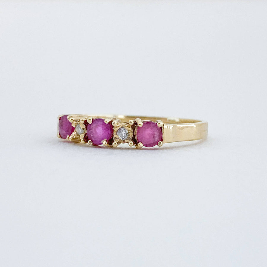 Vintage Ruby & Diamond Half Eternity Ring