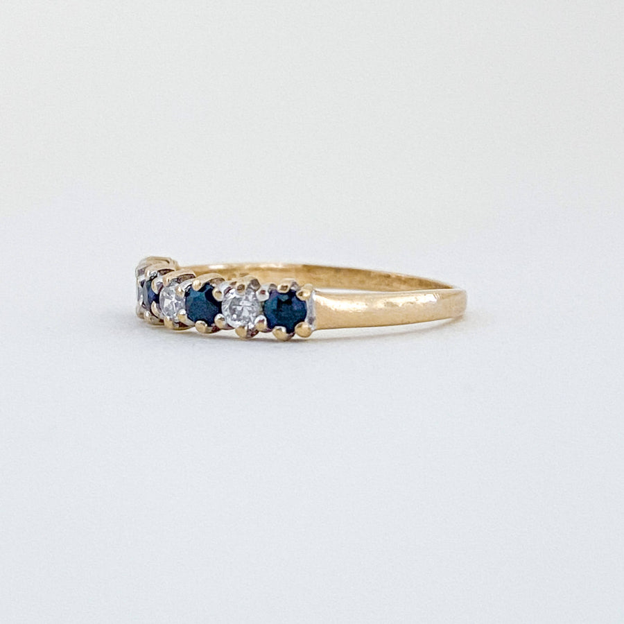 Vintage Sapphire & CZ Eternity Ring