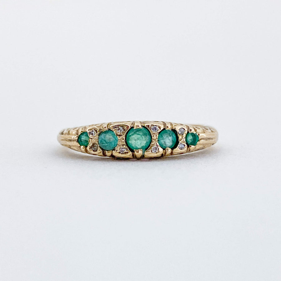 Vintage Emerald & Diamond Half Eternity Ring