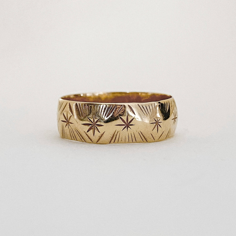 Vintage Celestial Wedding Band