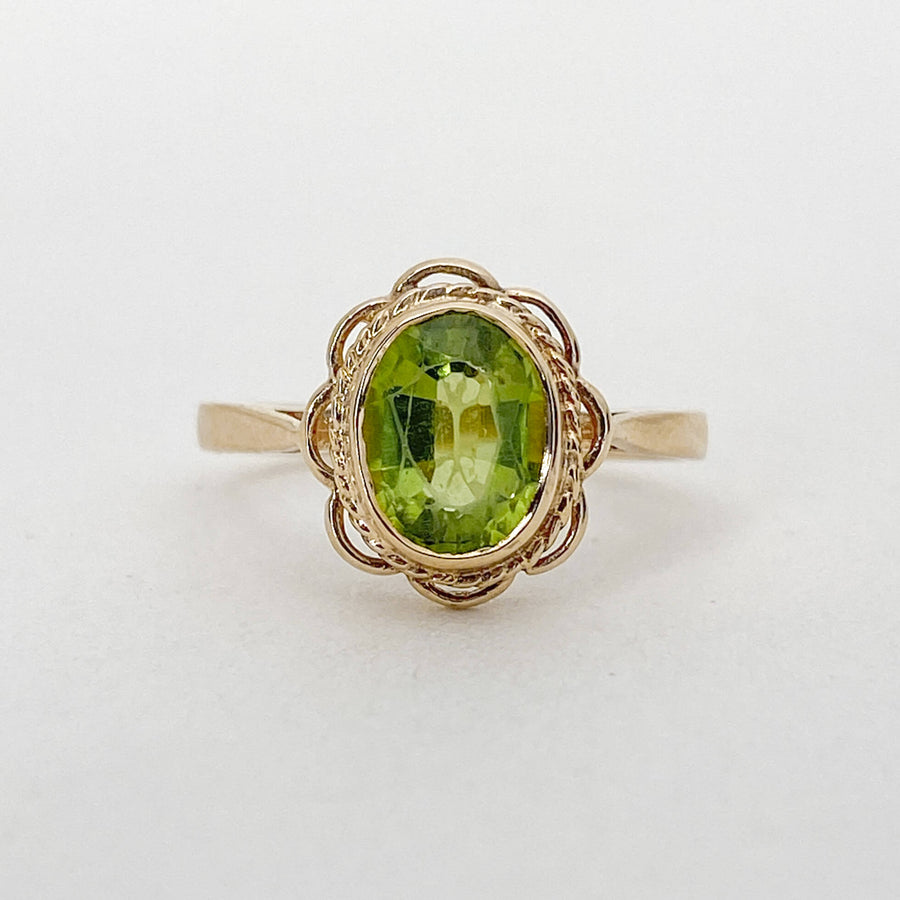 Vintage Peridot Halo Flower Ring