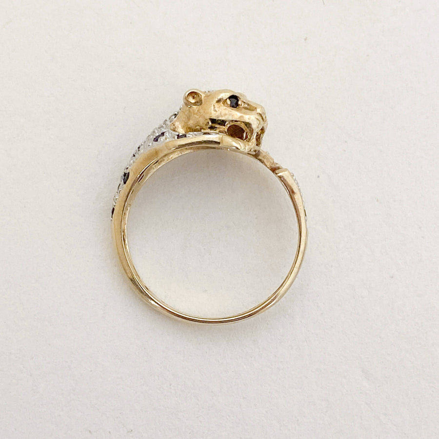 Vintage Sapphire & Diamond Panther Ring