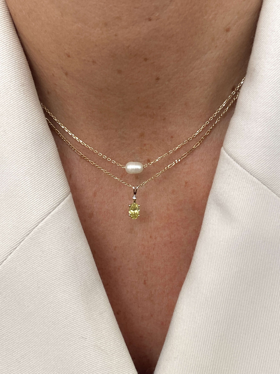 Vintage Peridot & CZ Petite Pendant