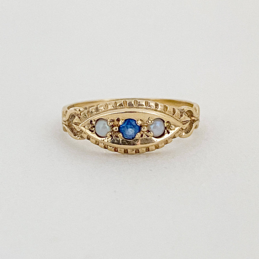 Vintage Sapphire & Pearl Gypsy Ring - Forever Mine Collectables
