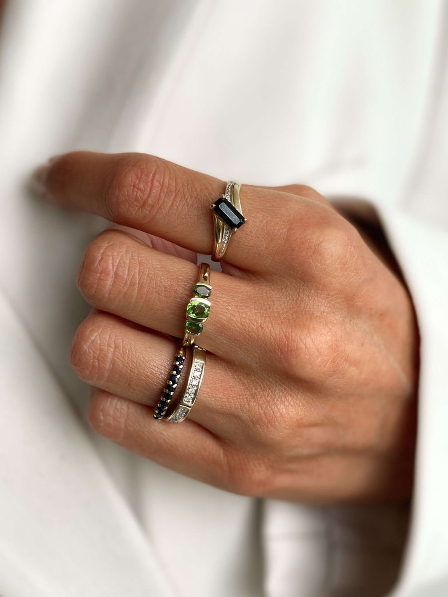 Tourmaline & Diamond Twist Baguette Ring - Forever Mine Collectables