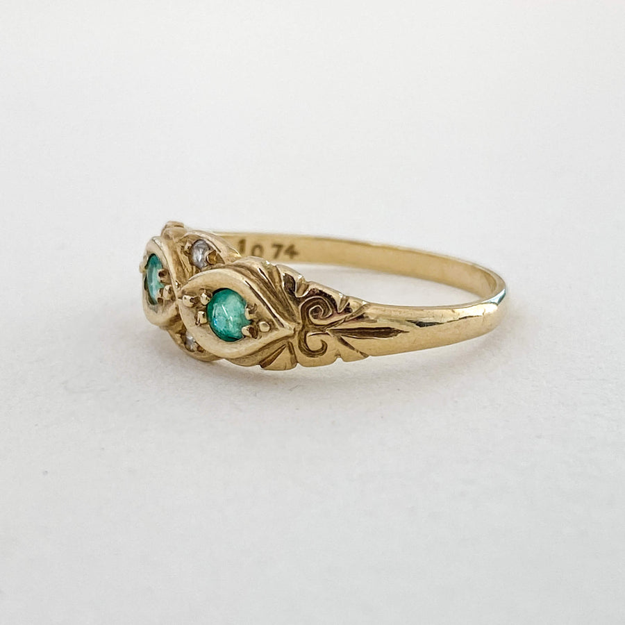 Vintage Emerald & Diamond Ornate Ring - Forever Mine Collectables