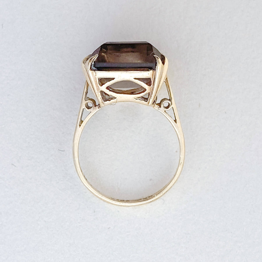 Vintage Smoky Quartz Rectangle Ring - Forever Mine Collectables