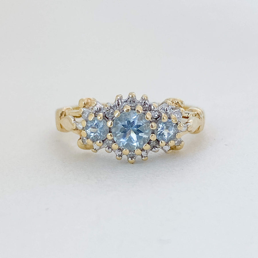 Vintage Aquamarine & Diamond Cluster Ring - Forever Mine Collectables