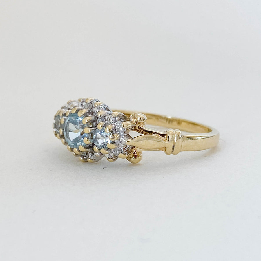 Vintage Aquamarine & Diamond Cluster Ring - Forever Mine Collectables