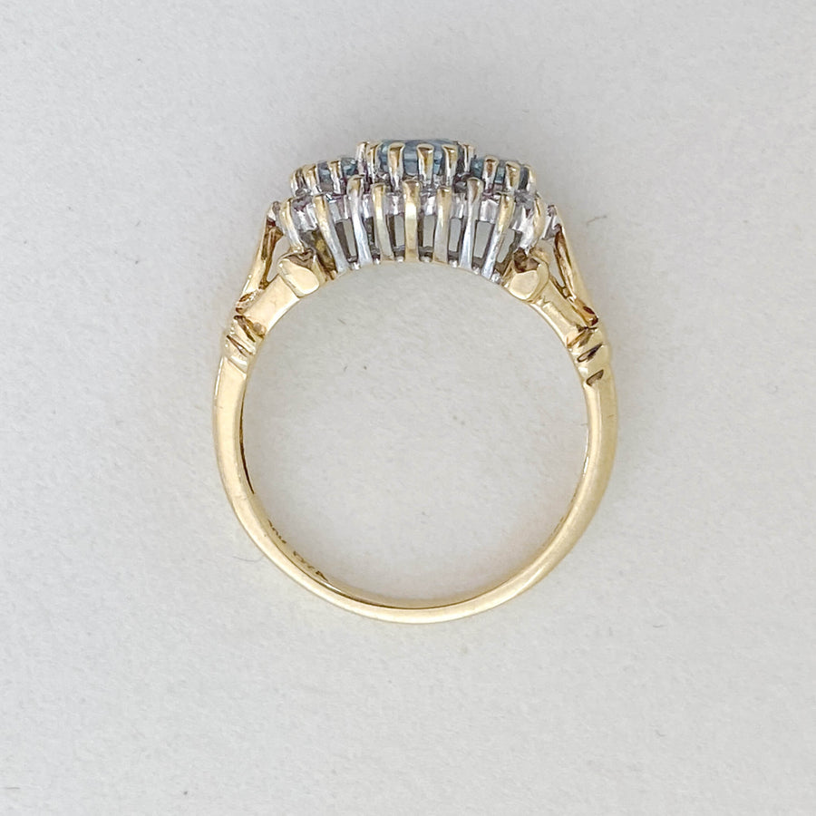 Vintage Aquamarine & Diamond Cluster Ring - Forever Mine Collectables
