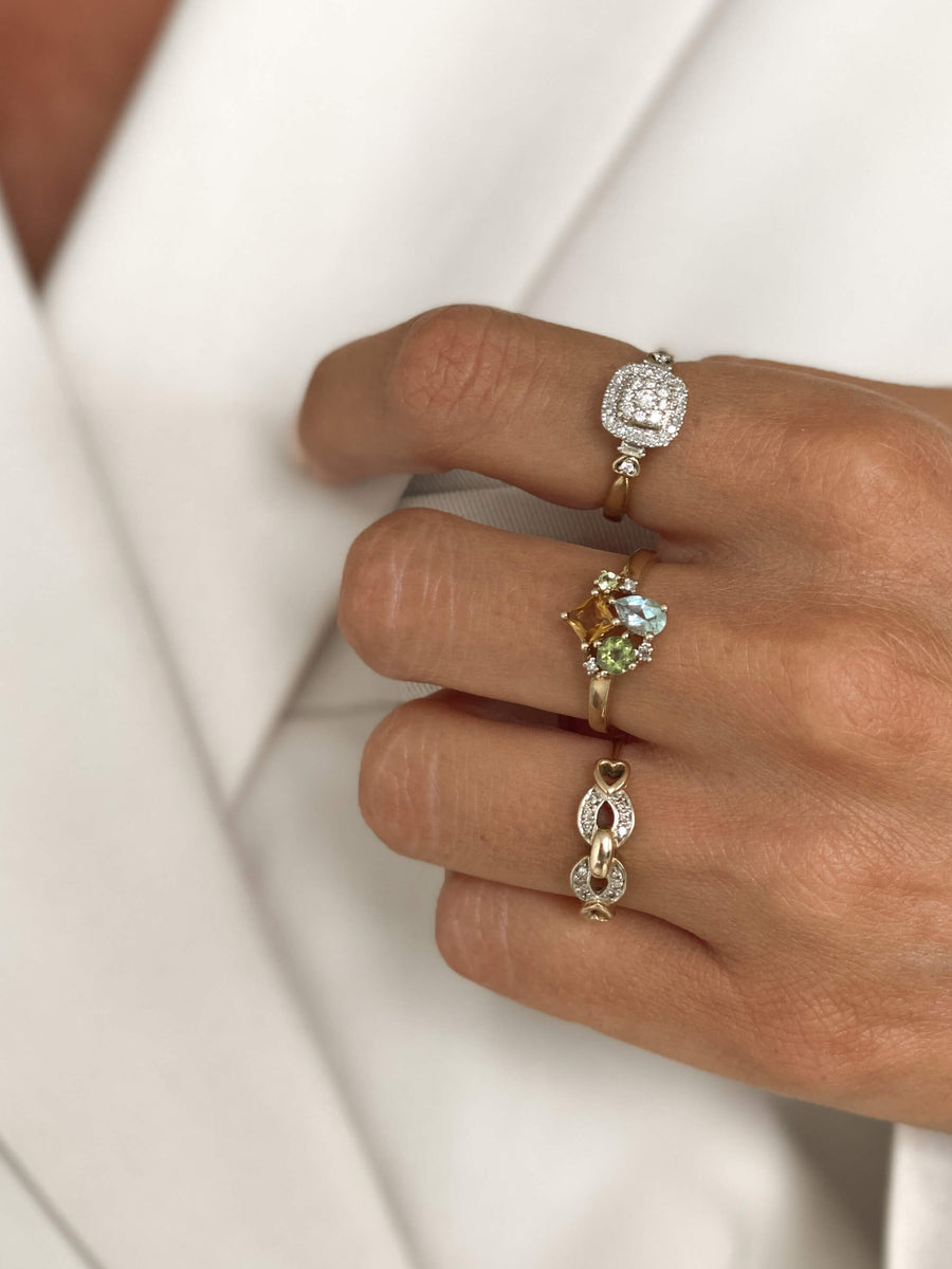 Vintage Diamond Chain Hearts Ring - Forever Mine Collectables